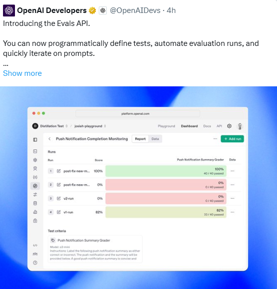 OpenAI发布Evals API：AI模型测试进入程序化新时代