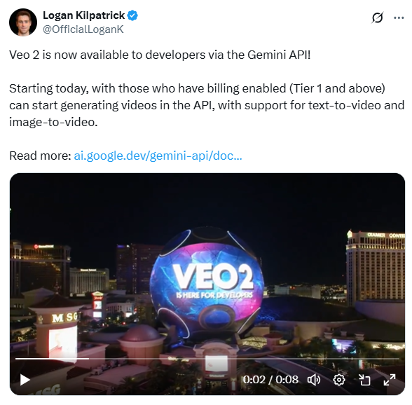 Veo 2重磅登陆Gemini API：AI视频生成革命正式启航