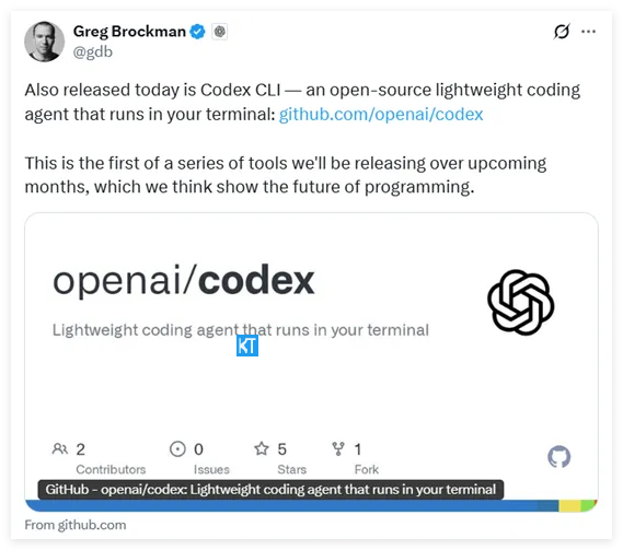 OpenAI开源超Agent:Codex CLI,五小时内破 5000 颗星