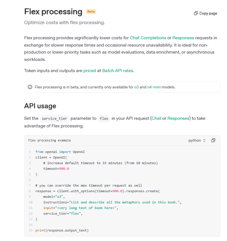 OpenAI推出Flex处理API，助力低成本 AI 应用