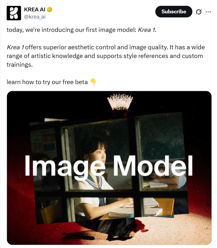 AI图像生成新王者！Krea 1发布，免费试用解锁无限创意