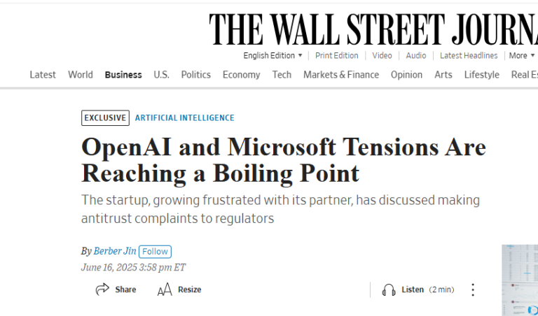 ​OpenAI 与微软关系紧张加剧，或将控诉其反竞争行为